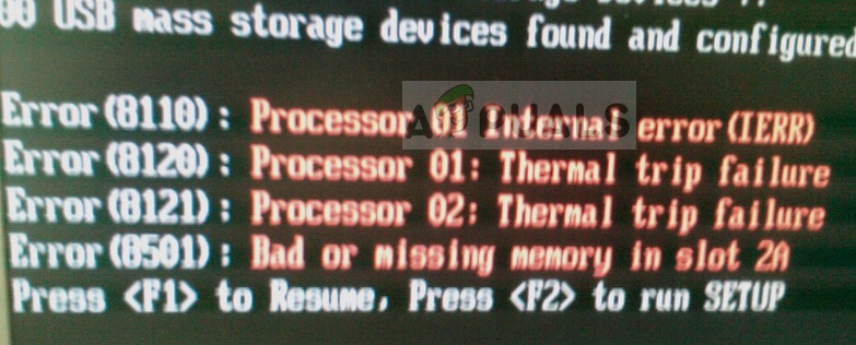 Error de disparo térmico del procesador en el procesador