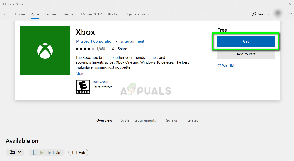Descarga de la aplicación Xbox desde Microsoft Store