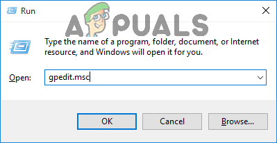 gpedit.msc en el cuadro de diálogo de ejecución de Windows 10