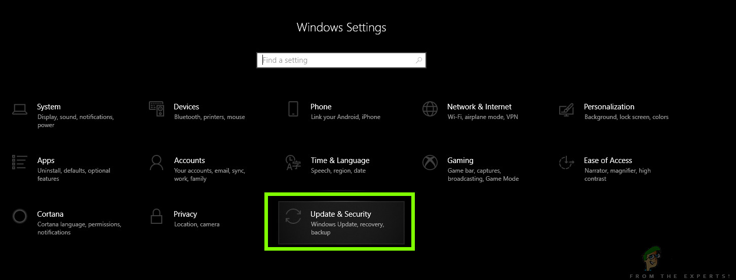 Abrir actualizaciones y seguridad - Configuración de Windows 10