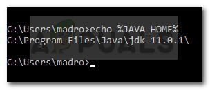 Verificando si la variable de entorno de Java se configuró correctamente