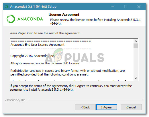 Acuerdo de licencia de Anaconda